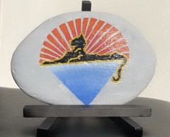 Painted rock with acrylic painting/ Sealed with Mod Podge / Black Egyptian Cat