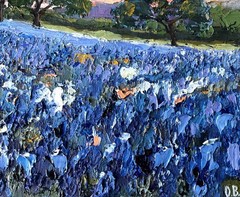 Bluebonnets Painting Original Art Impasto Oil Painting Texas Landscape 10×10″