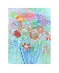 Aceo Painting Gouache By Kenna Flowers In Vase Art Card 2.5” X 3.5 Signed