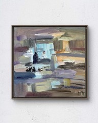 Restaurant No.3 8×8 Interior Original Acrylic Painting Canvas Wall Art