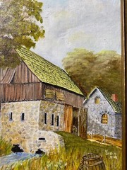 B Tonelli 1992 „An Old Amish Barn“ Oil Painting – Signed And Framed