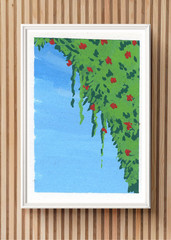 ACEO Art Trading Card Hanging Plant Acrylic Marker OOAK Original Painting