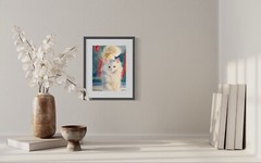 Original watercolor Cat Turkish Van White Angora Made to order pet portrait art