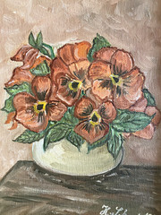 Oil Painting Still Life Flowers Poppy Poppies Stucco Frame H. Schurig 1992