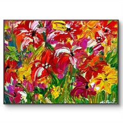 Garden Flowers 12×9 Canvas Original Artwork Abstract Fine Art Decor Interior