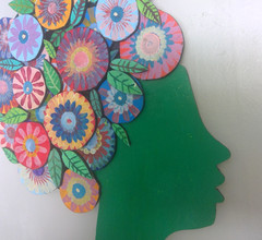 Floral Woman Silhouette 3D Wood Cutout Wall Art Hand-Painted Wall Pop Art 14×24