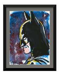 9×12 Batman profile Original Painting Superhero Pop Art Comic Book Inspired Art