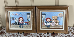 Vintage Raggedy Ann & Andy Oil Painting Print by C. Carson