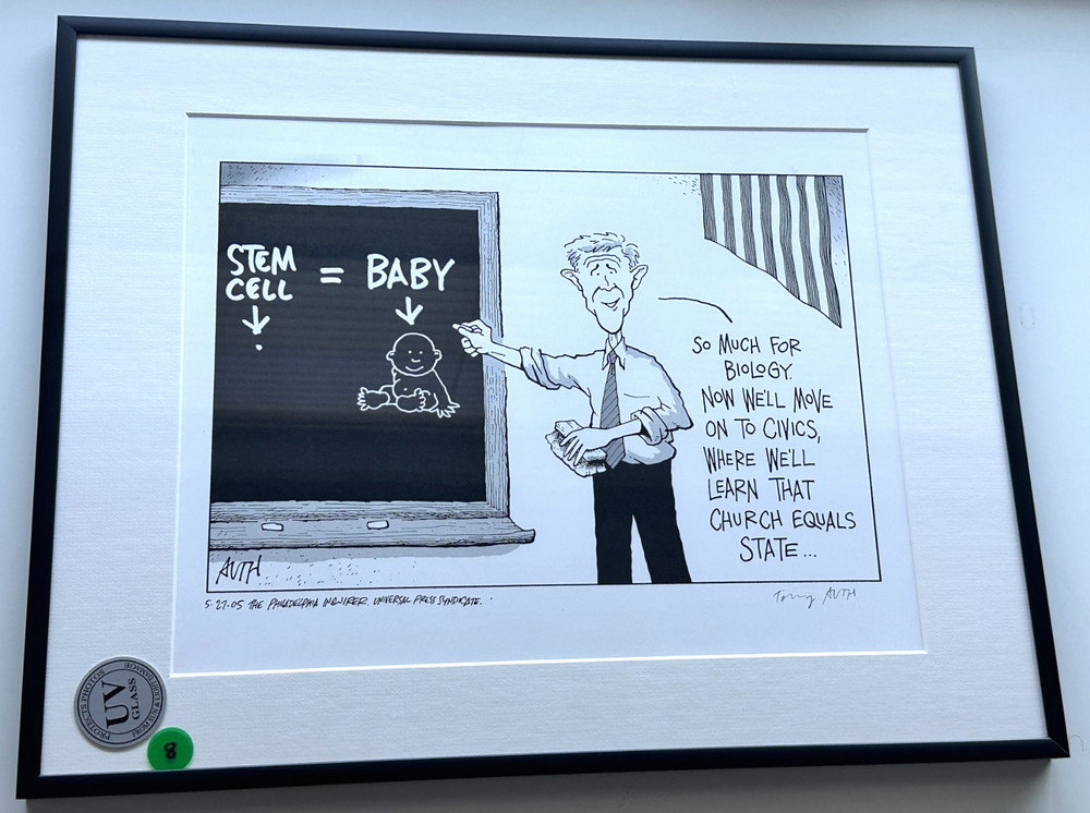 Tony Auth „Stem Cell“ Political Cartoon Print – Philadelphia Inquirer SIGNED