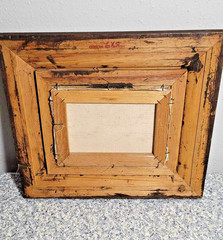 Vintage Mexican Oil Painting Coastal Landscape Ducks Mid-Century Wood Frame