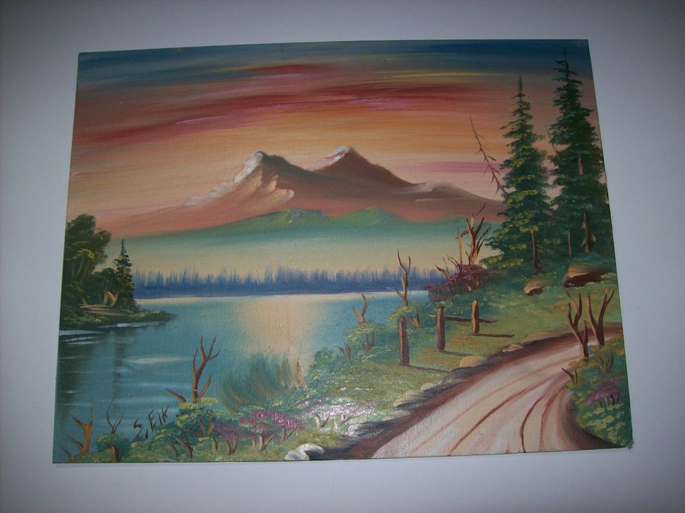 Vintage Original Oil Painting, by LEO SPOTTED ELK, South Dakota, Native American
