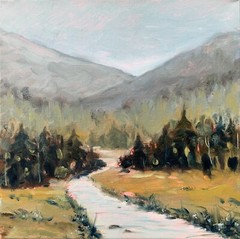 Original Art Moody Landscape National Park Rocky Mountain Painting Pine Forest
