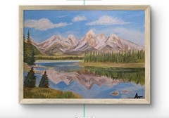 Original Mountain Lake 9×12 Acrylic Panel Painting Impressionist Earth Signed…