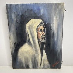 Original Vintage Oil Painting on Canvas Robed Man Signed
