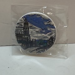 5 Original Hand Painting Museum Styles City Scape Pin Buttons 1.25″ # 4
