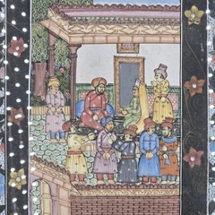 Vintage Persian Miniature Painting with Khatam Frame