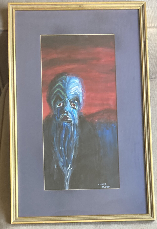 Original Fantasy Sci-fi Alien Life Oil Painting Framed Hanging Art Lloyd Olson