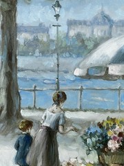 Oil On Canvas In The Garden Framed Signed 42 X 30 PIC UP ONLY