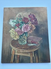 ARTIST STILL LIFE PAINT TUBE ANTIQUE BOOK FLORAL WILLEM L VAN DIJK LISTED FAMOUS