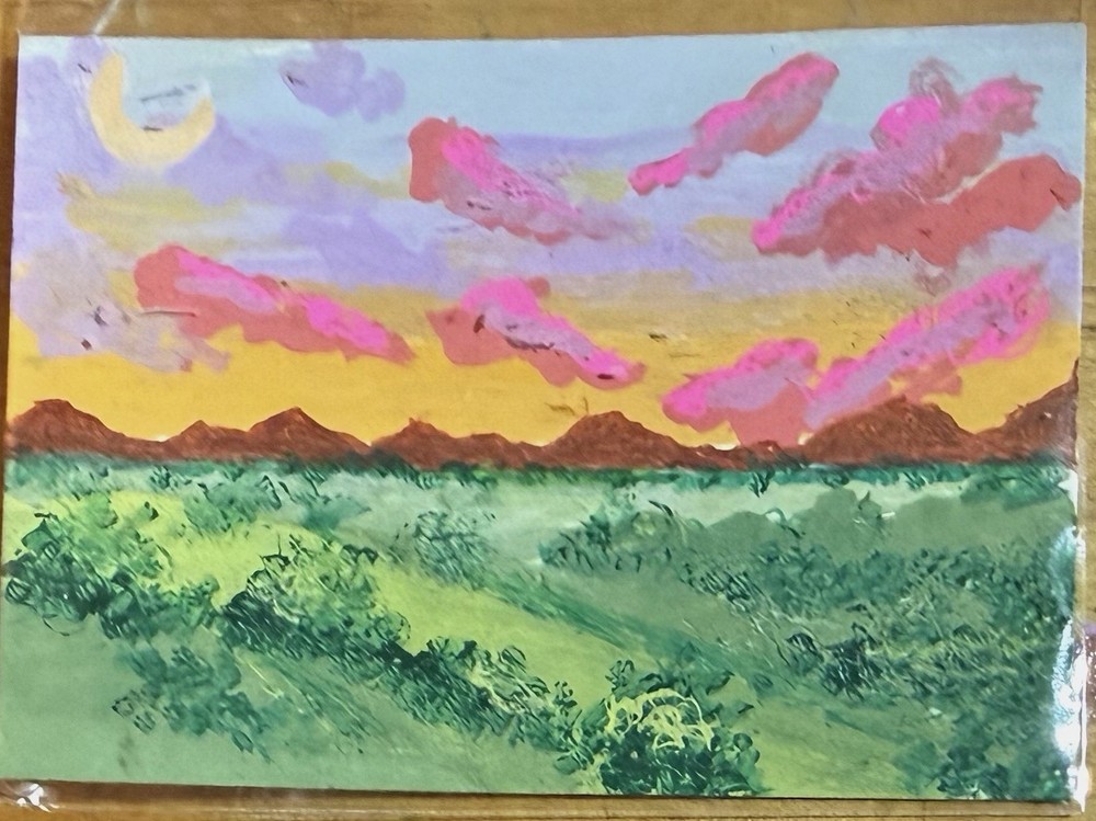 ACEO Art Card Countryside Landscape Original Acrylic Painting
