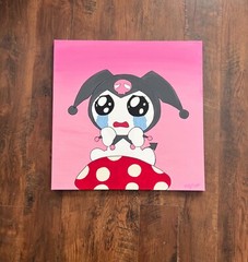 Kuromi Crying on Mushroom Acrylic Painting – 24 inch x 24 inch Canvas!