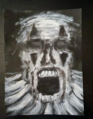 Original Horror Art Acrylic Painting Halloween Scary Clown Creepy Portrait Demon