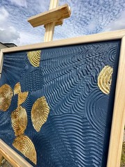 “Golden Currents” – Original Abstract Acrylic Painting 19.7 x 15.7 in | Textured