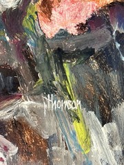 Signed Thompson Expressionist Portrait Oil Painting Framed Original 21×24