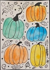 ACEO Original Pumpkin Fall Plants Autumn Miniature Painting Art OneCraftyLady