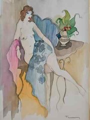 Itzchak Tarkay Framed Mixed Media Watercolor Over Serigraph, Titled: Andrea