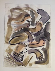 Nancy Volpe Painting Figural Abstract Man And Woman Couple Watercolor Hands Feet