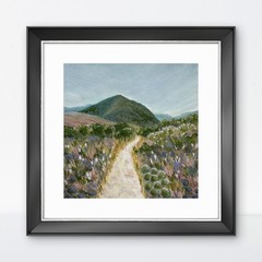 Original Landscape Painting Gouache 6 x 6 Mountains Guadalupe National Park Art