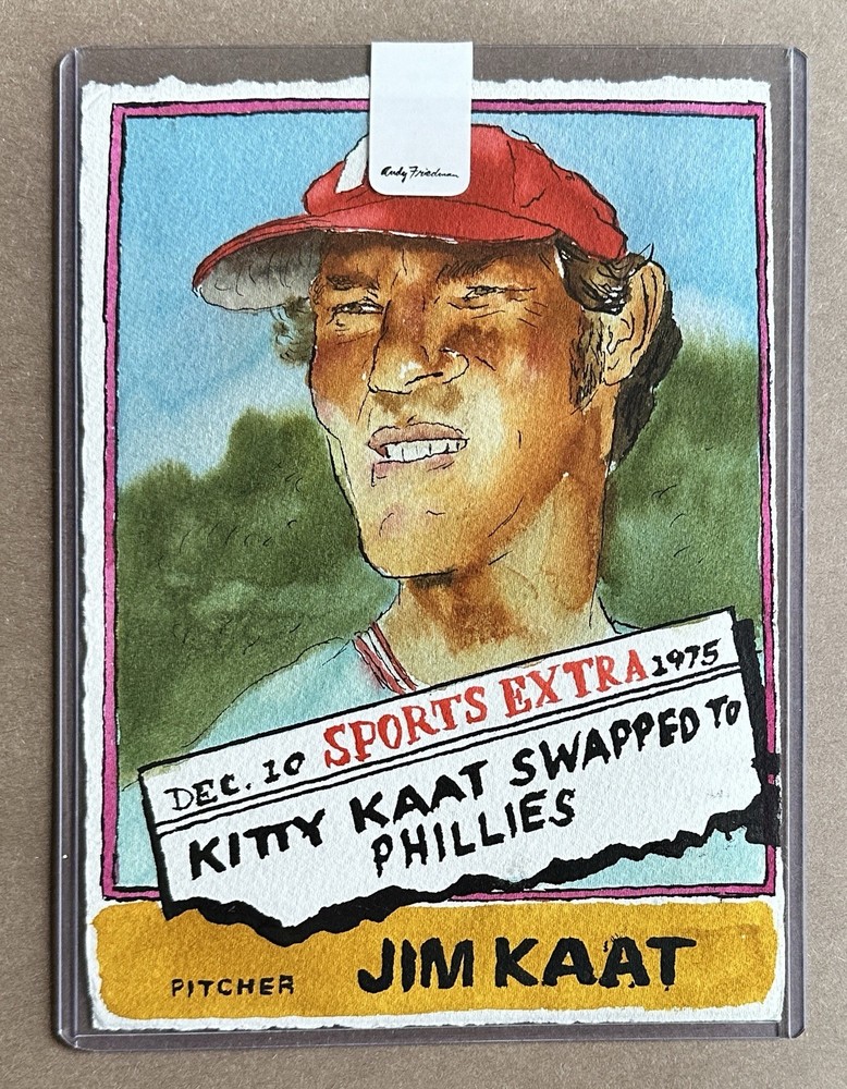 JIM KAAT 2021 Topps Spotlight ORIGINAL PAINTING 1/1 Variation Andy Friedman Auto