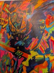 BUTTERFLY BLUES David Lundquist Painting Original 1992 Jimi Hendrix Mixed Media