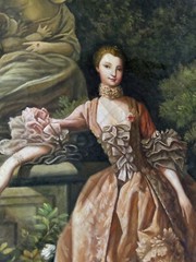 Textured Reproduction Portrait of Madame De Pompadour In Gilt frame 31×27.5″