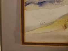 Original Lori Fischman (1927-2017) „Snowy Hills“ Watercolor, Framed, Berks Co PA