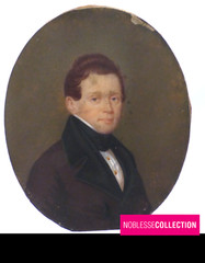 DATED 1837 ANTIQUE FRENCH MINIATURE HAND PAINTED GOUACHE YOUNG MAN PORTRAIT