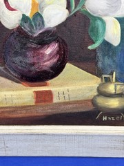 for rockme222 C.1965 Oil on Canvas Stretcher STILL LIFE 20×16 Hazel Wellington