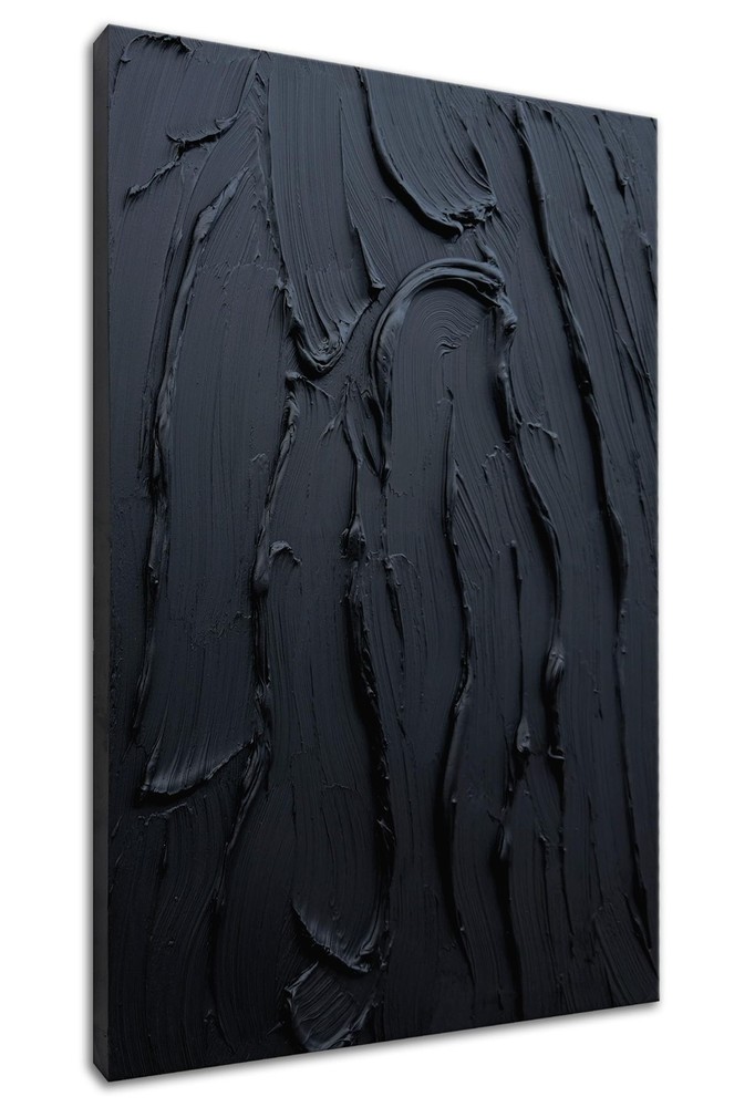zoinart Hand Painted Pure Black Wall Art Minimalist Oil Painting 24×36 Inches…