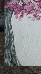 Original 5″x7″ Oil Painting Textured Pink & White Cherry Blossom Tree IMPASTO