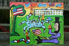 SPIDER LIBERTY ABRAHAM LINCOLN Jr CHARLIE FAST ORIGINAL FOLK POP ART PAINTING