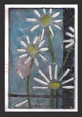Daisies + Blue Sky 2021 C Peterson * Original Signed Painting * Cheerful Collage