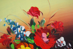 Vintage 1990’s Original Small Oil Painting “ Multicolor Flowers On Vase “ 8X10