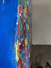 Abstract Flower Garden,16”x20”x 1.5” OOAK, Signed, COA, Deep Gallery Wrap
