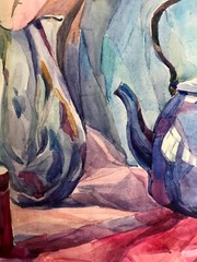 Watercolor Painting Kettle On The Table Unknown Artist Unframed Decor nAAA2795