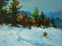 Oil Painting In The Snowy Forest Y. Suprunchuk Unframed Original nAAA4315