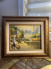 Caroline Burnett (1877-1950) Paris on Canvas Original Oil Painting Framed Signed