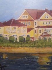 Original Contemporary 10×10 Acrylic Painting Vacation Hideaway Earth Tones…