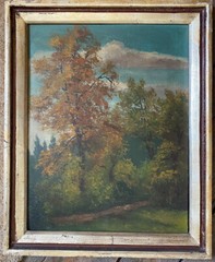 ::HANS OTTO KRAUS *1907 OIL PAINTING MEADOW IN SUMMER FOREST TREE FIELD EDGE SIGNED OIL