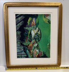 Vintage Vibrant Colorful Pastel Painting Signed Framed